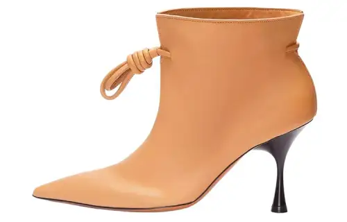 LOEWE Flamenco Cow Leather High Heel Ankle Boots Women's Warm Sand