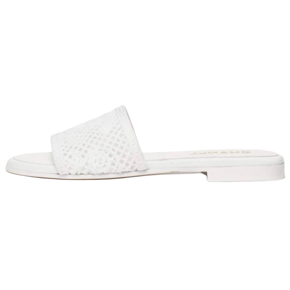 CHANEL 25P Spring Summer Rubber Slide Slippers Women's White