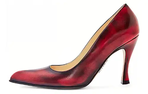 LOEWE Comic Leather Slim Heel High Heels 9cm Women's Red Hibiscus Flower Red