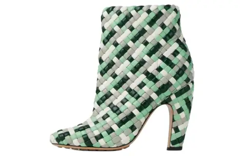 Bottega Veneta Canalazzo Sheepskin Ankle Boots 10cm Women's White Green Gray