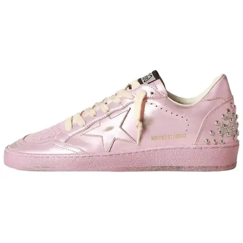 Golden Goose Ball Star Cow Leather Low top Skateboard Shoes Women's Pink Distressed