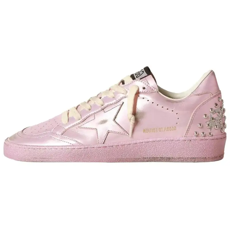 Golden Goose Ball Star Cow Leather Low top Skateboard Shoes Women's Pink Distressed