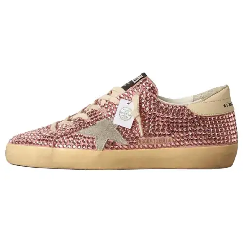 Golden Goose Super Star Leather Low top Skateboard Shoes Women's Pink Distressed