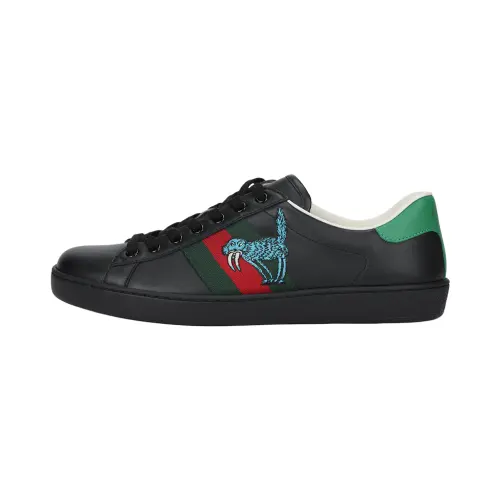 GUCCI ACE Low top Stylish Skateboarding Shoes Men's Black