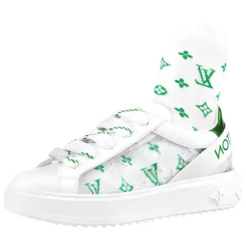 LOUIS VUITTON Time Out Debossed Monogram Transparent Upper White Green Women's White Green Socks Included