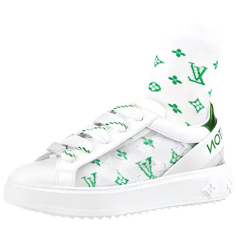 LOUIS VUITTON Time Out Debossed Monogram Transparent Upper White Green Women's White Green Socks Included