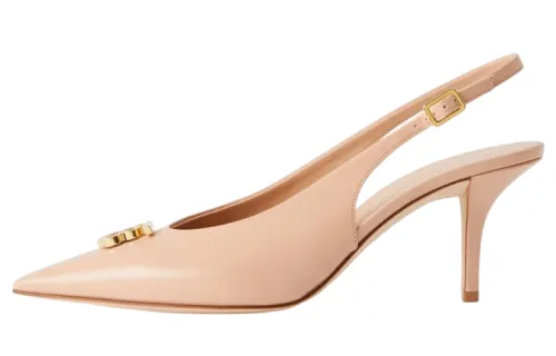 Burberry Monogram Leather Slim Heel High Heels Women's Light Nude