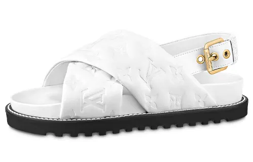 LOUIS VUITTON Paseo Comfort Leather Fashion Sandal Women's White