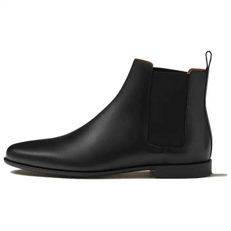 HERMES Far Leather Short Chelsea Boots Women's Black