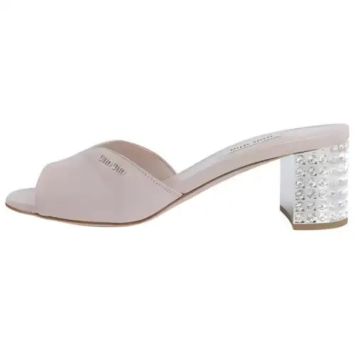 MIU MIU Crocodile Effect Rhinsetone Heel Mules