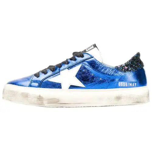 Golden Goose May Low top Stylish Skateboarding Shoes Women's Blue Distressed