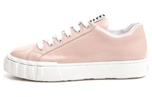 MIU MIU Leather Low top Skateboard Shoes Women's Pink