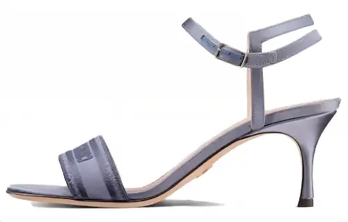 DIOR Dway Cotton Fabric One Strap Sandals 6.5cm Women's Dark Gray