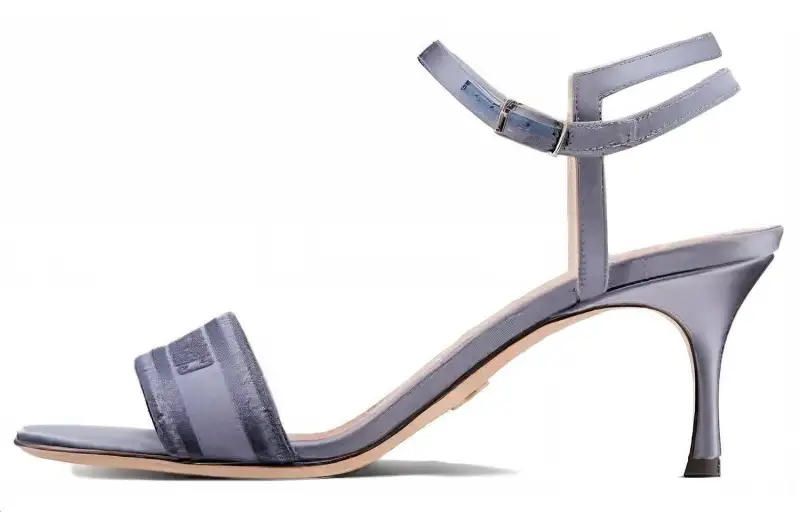 DIOR Dway Cotton Fabric One Strap Sandals 6.5cm Women's Dark Gray
