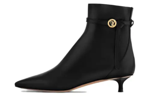 LOUIS VUITTON Stellar Leather Ankle Boots 3.5cm Women's Black