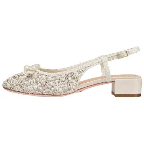 DIOR Chunky Heel High Heels 3cm Women's White Gold