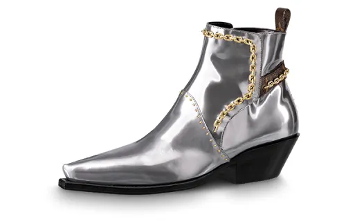 LOUIS VUITTON Matador Ankle Boots Women's Silver