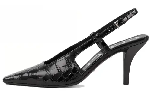 GUCCI Crocodile Leather Slim Heel High Heels Women's Black