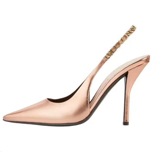GUCCI Signoria Leather Slim Heel High Heels Women's Copper