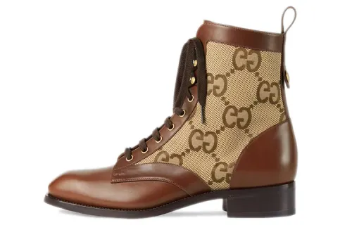 GUCCI Short Combat Boots Men's Beige Brown