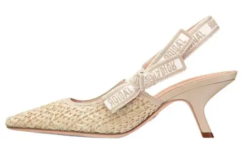 DIOR J'Adior Fabric Slim Heel High Heels 6.5cm Women's Gold