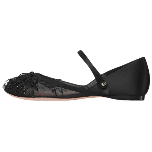 DIOR Lovely D Flat Mary Jane Shoes Women's Black