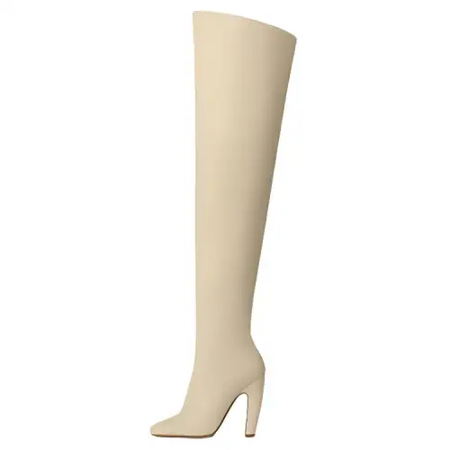 Bottega Veneta Canalazzo Leather High Heel Knee high Boots 10cm Women's Butter