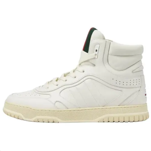 GUCCI Re Web Leather High top Skateboard Shoes Men's White