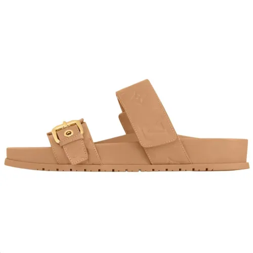 LOUIS VUITTON Bom Dia Slide Slippers Women's Brown