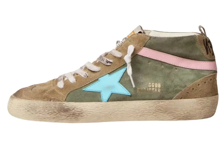 Golden Goose Mid Star Skateboard Shoes Women's Mid Top Army Green
