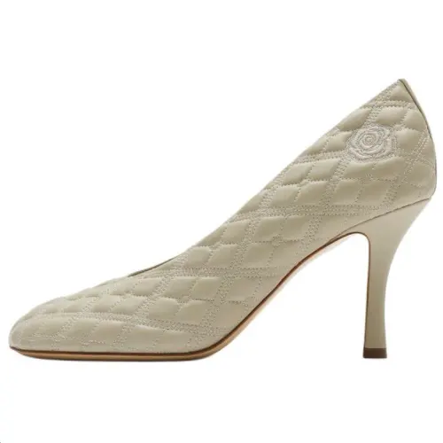 Burberry Baby Leather Slim Heel High Heels 8.5cm Women's Beige