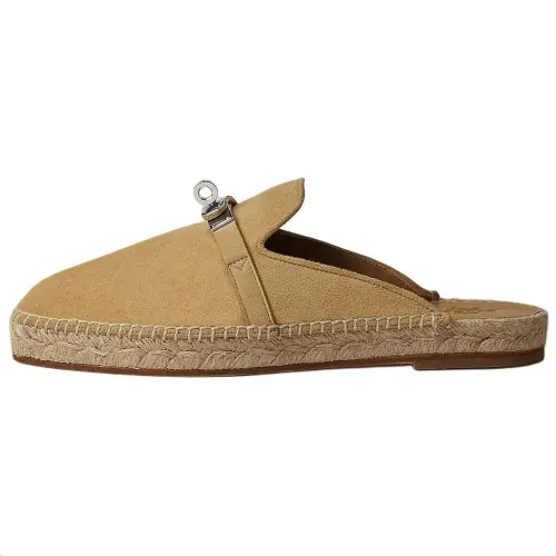 HERMES Feria Closed Toe Slippers Women's Beige