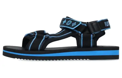 LOUIS VUITTON Panama Beach Sandals Men's Black Blue