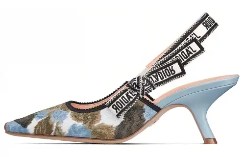 DIOR J'Adior Fashion Cone Heel High Heels 6.5cm Women's Blue Black