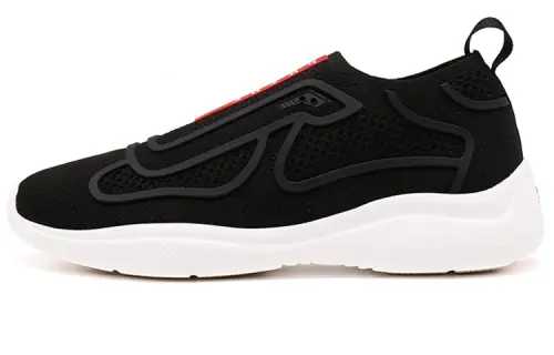 PRADA Leather Abrasion Resistant Breathable Low top Casual Shoes Men's Black