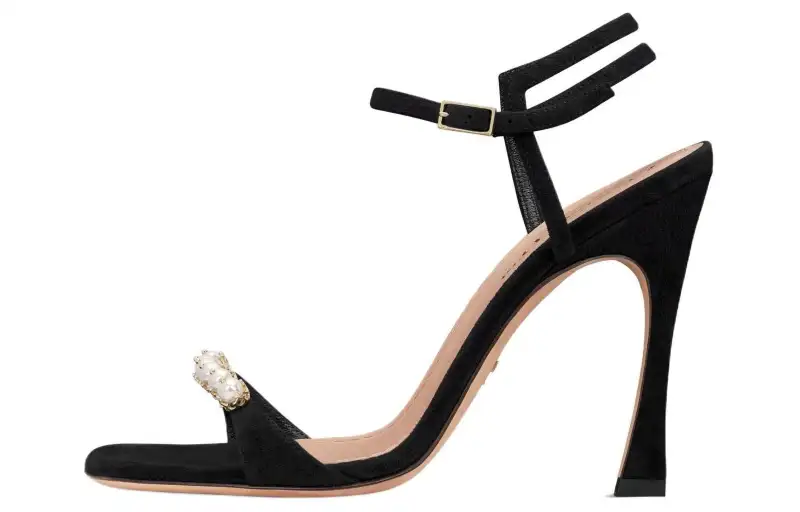 DIOR Leather One Strap Sandals 10.5cm Women's Black