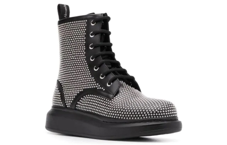 Alexander McQueen Cow Split Leather Ankle Boots Women's Black