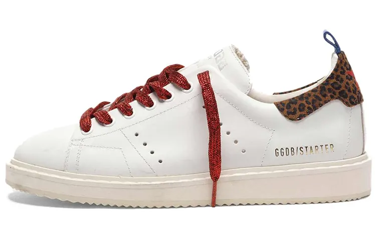 Golden Goose GGDB Starter Cow Leather Stylish Skateboarding Shoes Women's White Leopard Print Tail