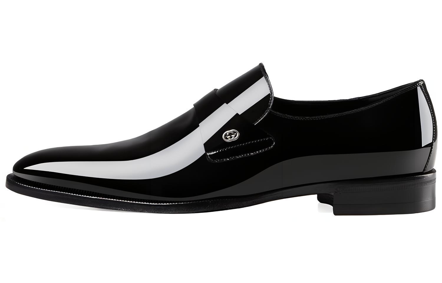 GUCCI Patent Leather Men's Casual Shoes Men's Black