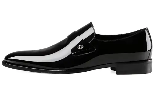 GUCCI Patent Leather Men's Casual Shoes Men's Black