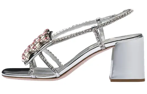 MIU MIU Chunky Heel High Heels 6.5cm Women's Silver