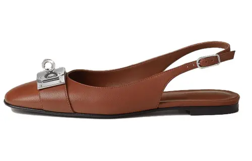 HERMES Innocente Sheepskin Casual Shoes Women's Brown