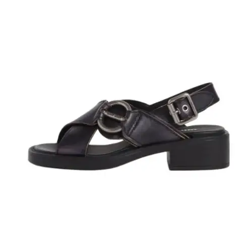 MIU MIU Bleached Leather One Strap Sandals Women's Black