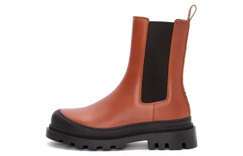 LOEWE Leather Short Chelsea Boots Women's Brown