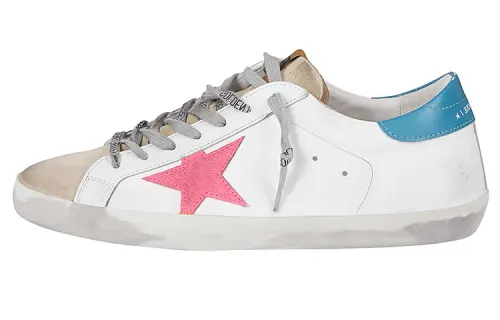 Golden Goose Super Star Low top Skateboard Shoes Men's White Blue Pink