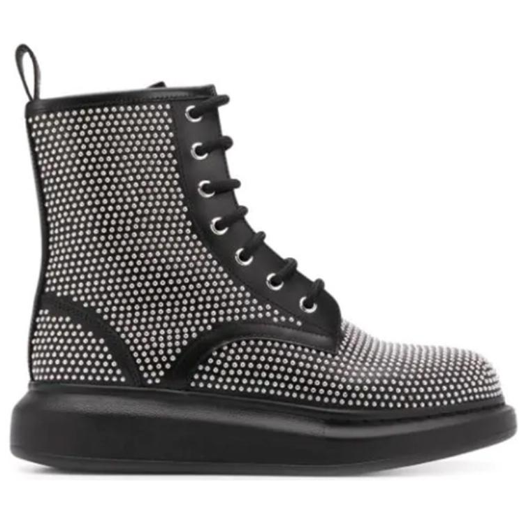 Alexander McQueen Cow Split Leather Ankle Boots Women's Black