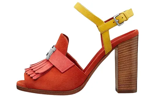HERMES Buckle One Strap Sandals Women's Red