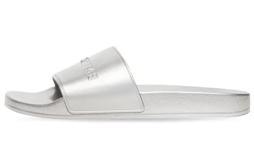 Balenciaga Rubber Slide Slippers Women's Silver