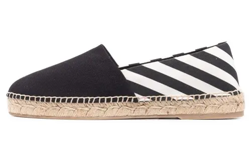 OFF-WHITE Striped Canvas Espadrilles Black White Women's