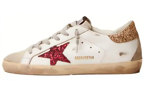 Golden Goose Super Star White Red Glitter Women's